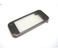 Тачскрін (сенсор) для Nokia N97 Mini, чорний, з передньою панеллю коричневого кольору